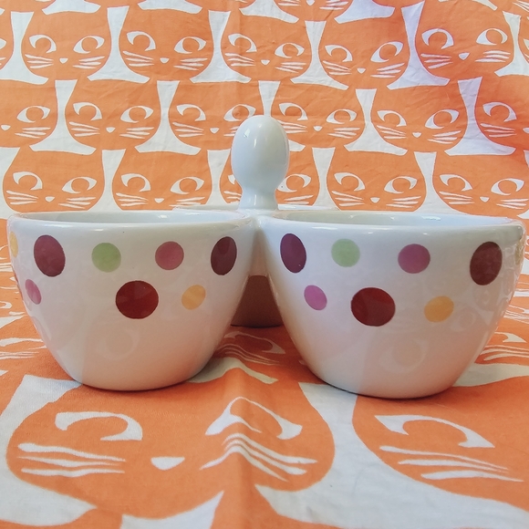 Pampered Chef Simple Additions 3 bowl condiment, candy, nuts holder. Polka dot! - Picture 8 of 8